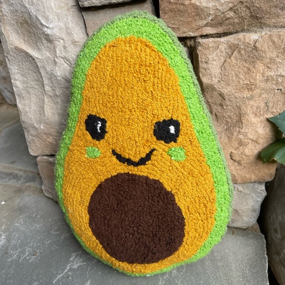 Hand Tufted Avocado Punch Needle Pillow